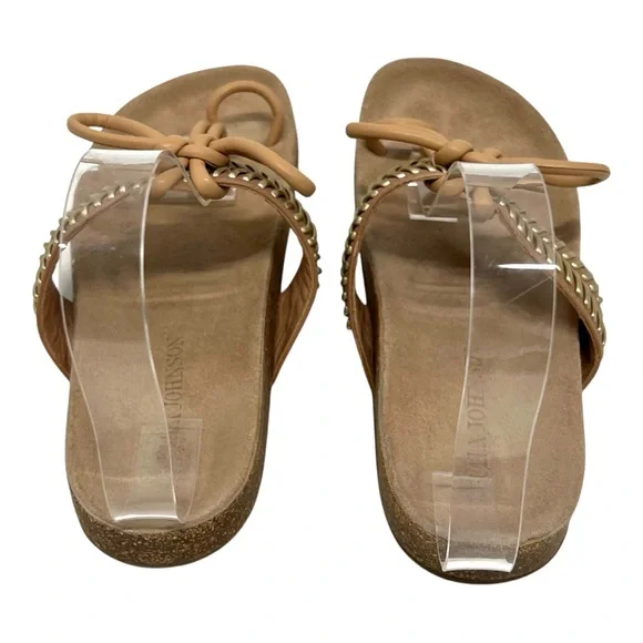 Ulla Johnson Jini Tan Gold Leather Casual Comfortable Slip On Sandals Womens 38 - Picture 9 of 14